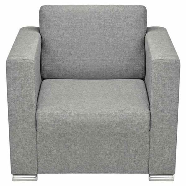 Tuoli - Maison Exclusive - Harmaa polyesterikangas - Puukehys & kromijalat - Tyynyt 10 cm ljusgrått