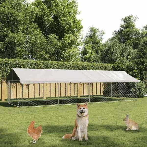 Maison Exclusive - Ulkoilma kennel katolla 600x200x150 cm Silver