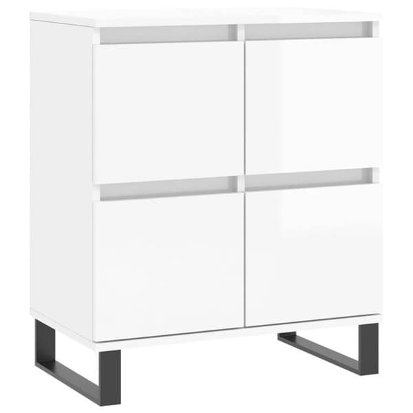 Buffet - Maison Exclusive - 3 dele - Hvid glans - Ingeniørtræ lysande vit