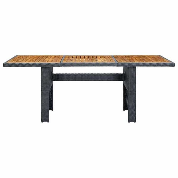 Maison Exclusive - Trädgårdsbord Mörkgrå Flätad resin och akaciaträ Mörkgrå