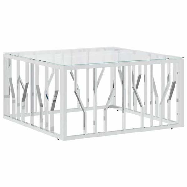 Maison Exclusive - Sofabord 80x80x40 cm rustfrit stål og glas