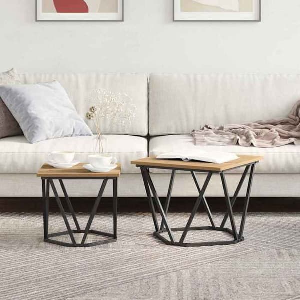 Maison Exclusive - Set med 2 sidobord i hantverksmässig ek
