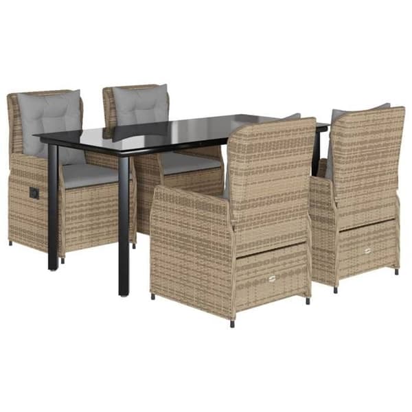 Maison Exclusive - Puutarhakalusteryhmä tyynyillä 5 kpl Beige polyrottinki