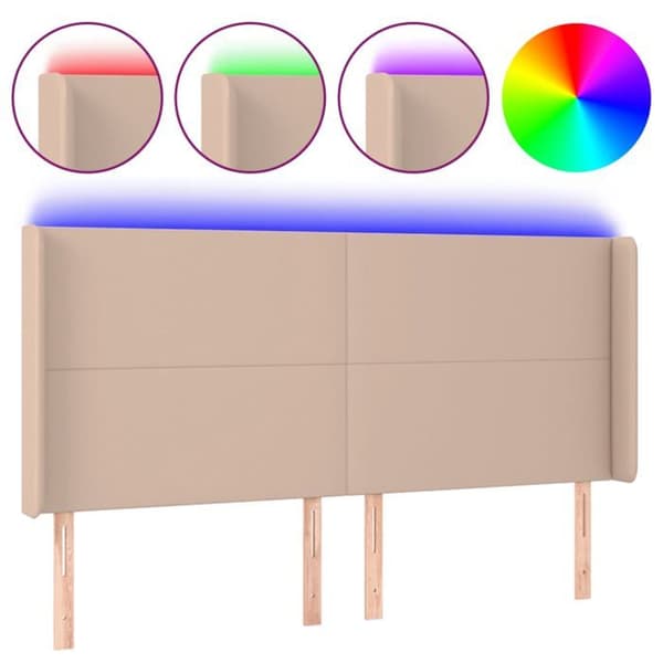 Maison Exclusive - LED Hovedgærde Cappuccino 183x16x118/128 cm Simil læder