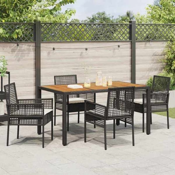Maison Exclusive - 5 pc have spisebordssæt i sort polyrotin