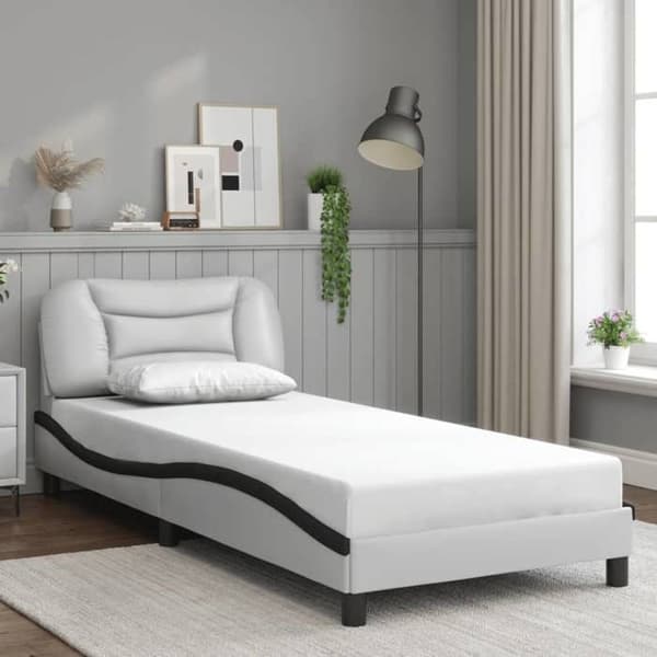 Maison Exclusive - Sengestel med LED uden madras Hvar hvid og sort 80x200 cm Vit