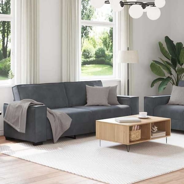 Maison Exclusive - 2-delars soffgrupp med mörkgrå sammetskuddar Mörkgrå