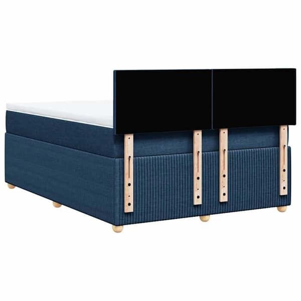 Maison Exclusive - Seng med lamelseng og madras Blå 140x200 cm Stof