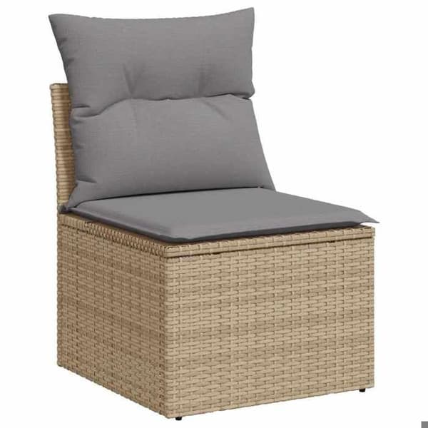 Maison Exclusive - Trädgårdsmöbler med kuddar 9 delar beige flätad resin