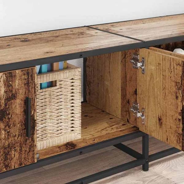 TV-möbel - EXKLUSIV HEM - 210x35x41 cm - Ingenjörsträ - Järnfötter - Väggmontering