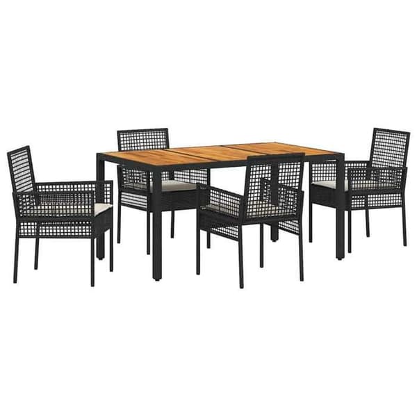 Maison Exclusive - 5 pc have spisebordssæt i sort polyrotin