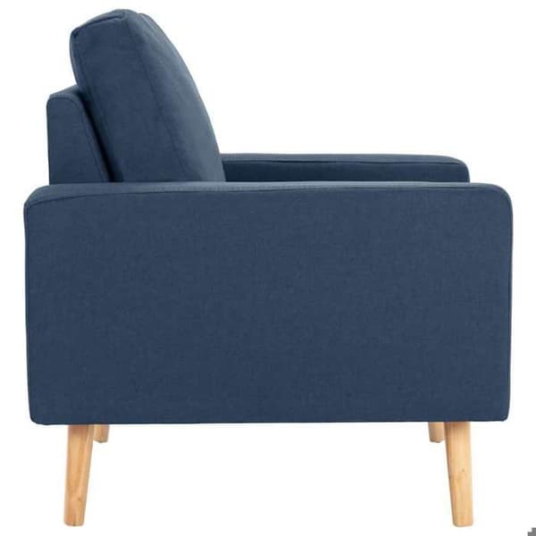 Stol - EKSKLUSIV HUS - Blå stof - 100% polyester - Massivt træ - 1 plads Blå