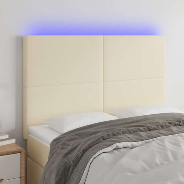 Maison Exclusive - LED Hovedgærde Creme 144x5x118/128 cm Simililæder