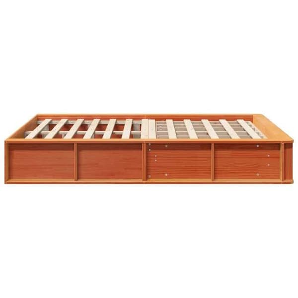 Sengestel - EKSKLUSIV HUS - Platform - Massivt fyrretræ - Brun voks - 120 x 190 cm Brunt vax