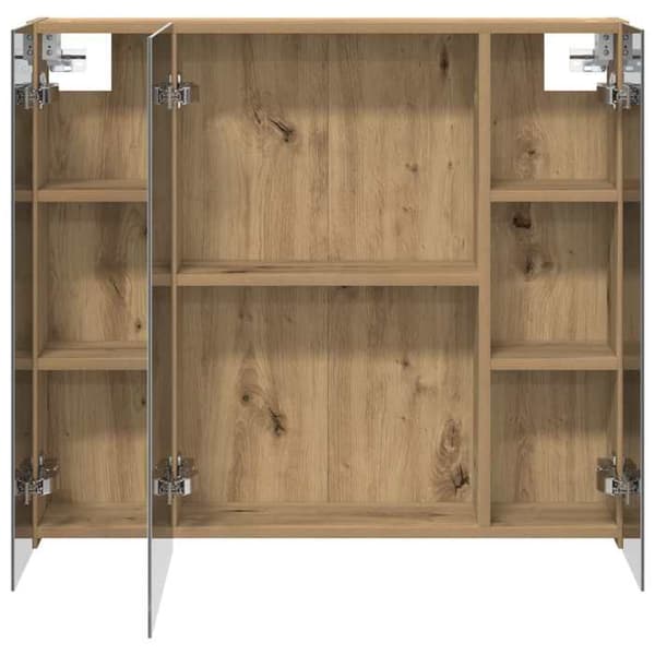 Maison Exclusive - Badeværelsesspejlskab i egetræ 80 x 14.5 x 70 cm