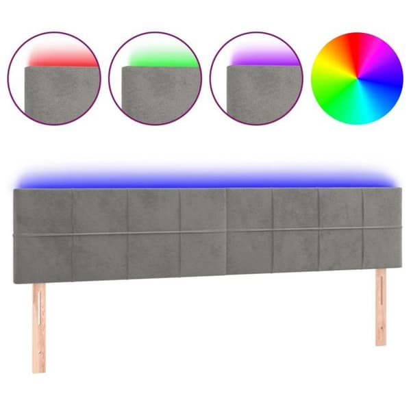 Maison Exclusive - LED Hovedgærde Lys Grå 180x5x78/88 cm Velour ljusgrått