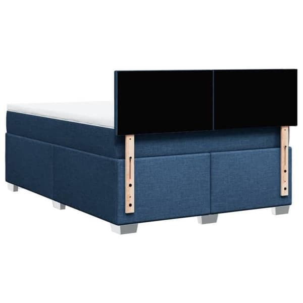 Maison Exclusive - Seng med lameller og madras Blå 160x200 cm Stof