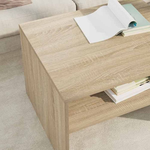 Bord - EKSKLUSIV HUS - Sonoma Eg - Ingeniørtræ - Rektangulær - Indbyggede hylder Sonoma ek