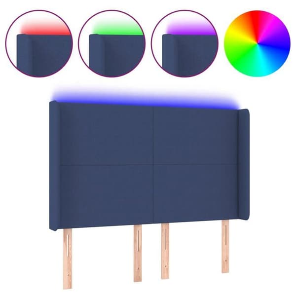 Maison Exclusive - LED-huvudgavel Blå 147x16x118/128 cm Tyg Blå