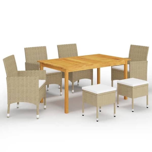 Maison Exclusive - 7 osan puutarhapöytäryhmä Beige