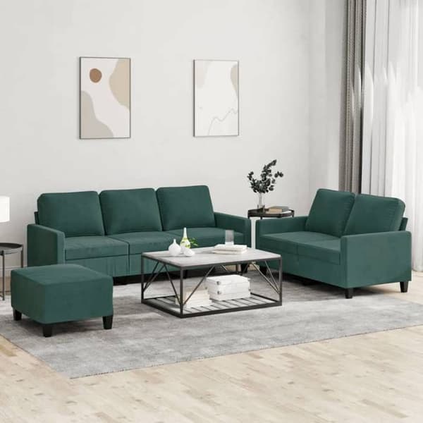 Maison Exclusive - Sæt af 3 sofaer med puder Mørkegrøn Velour