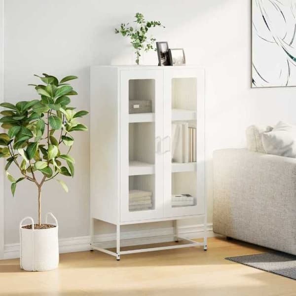 Maison Exclusive - Hvid buffet 68x39x123 cm stål