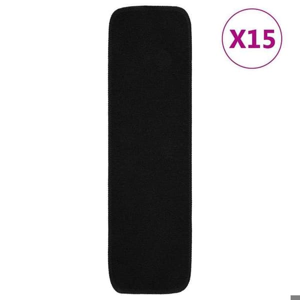 Maison Exclusive - Antiskrid trappe tæpper 15 stk 75x20cm Sort Rektangulær