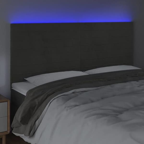 Maison Exclusive - LED-päätyharso Tummanharmaa 180x5x118/128 cm Sametti Mörkgrå