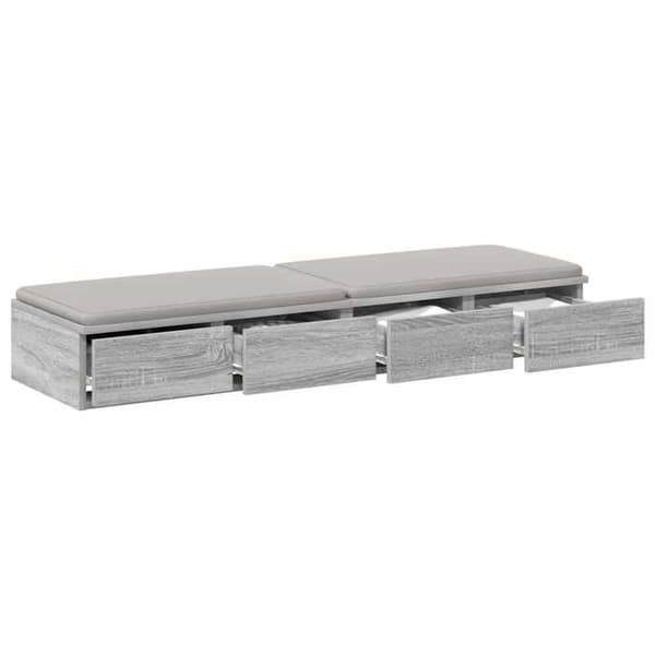 Sengekufferter - EKSKLUSIV HUS - 120×36,5×16,5 cm - Sonoma grå - Spånplader - Trykåbning Gris Sonoma
