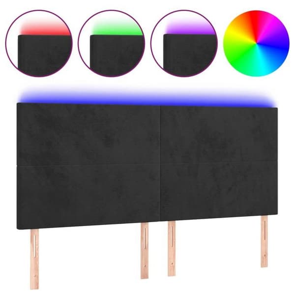Maison Exclusive - LED-päätymustalla 200x5x118/128 cm sametti svart