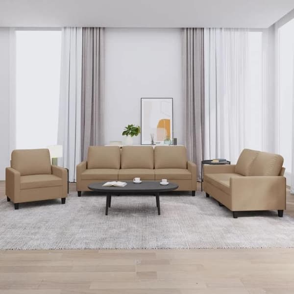 Maison Exclusive - Sæt af 3 sofaer med puder Cappuccino Simil læder