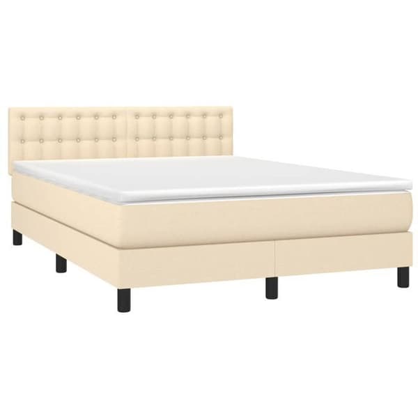 Seng med madras - Eksklusiv Hus - Creme - 140x200 cm - LED-stribe
