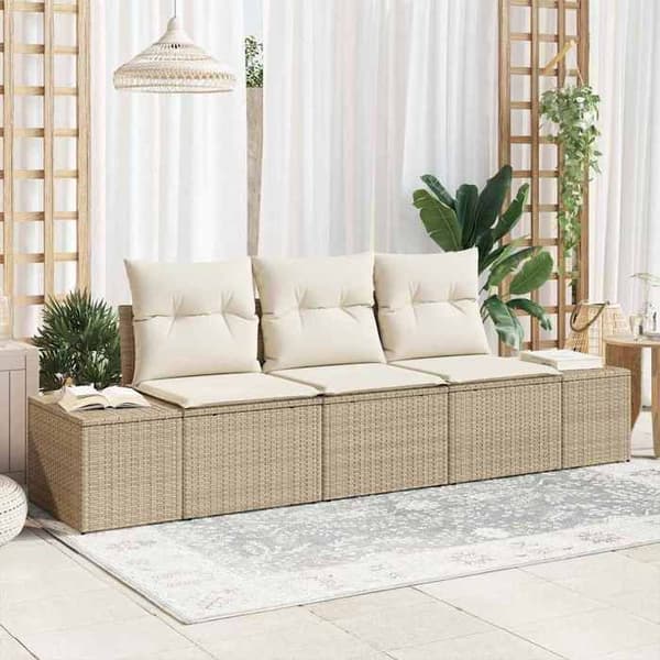 Havemøbel sæt - EKSKLUSIV HUS - Modulerbar - Polyrotin - Beige & creme - Velegnet til udendørs brug Beige och kräm