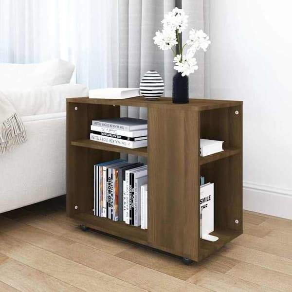 Maison Exclusive - Sidebord i brunt egetræ 70x35x60,5 cm Ingeniørtræ Brun ek