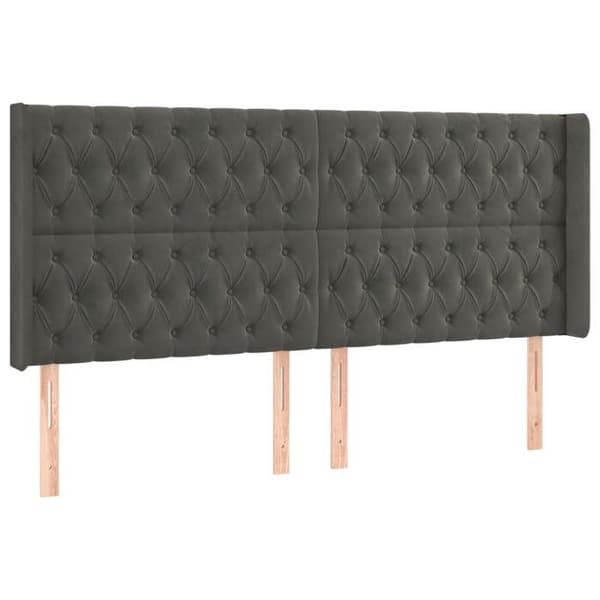 Maison Exclusive - Päätylevy korvilla Tummanharmaa 203x16x118/128 cm Sametti Mörkgrå