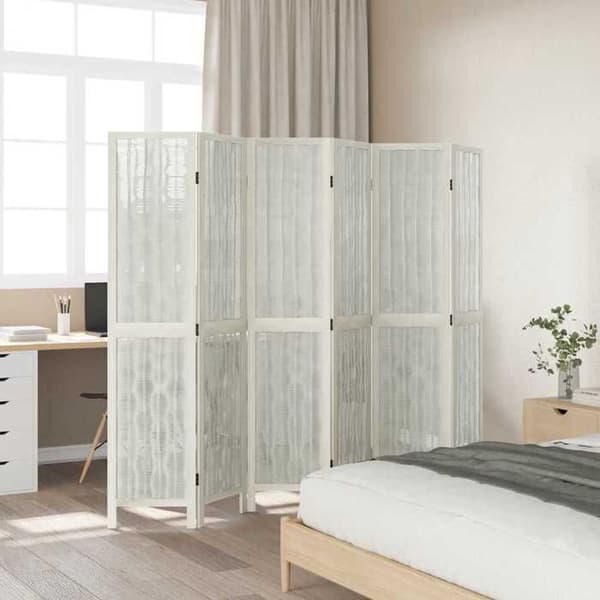 Maison Exclusive - Skillevæg 6 paneler hvid paulownia massivt træ Vit
