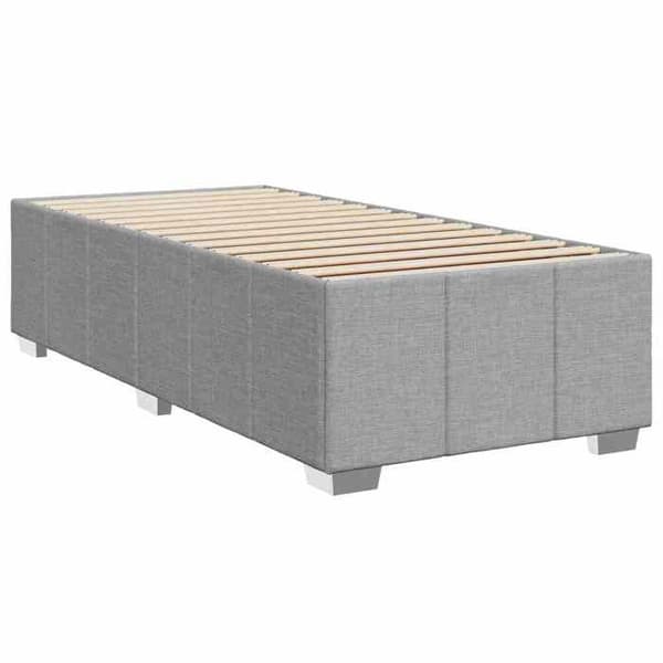 Sengestel med madras - EKSKLUSIV HUS - Boxspring LED - 100 x 200 cm - Lys grå stof - Justerbar hovedgærde Ljusgrått