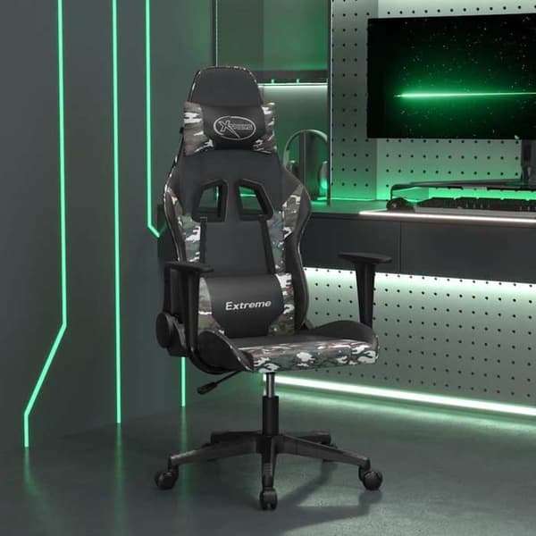 Maison Exclusive - Spilestol med massage i sort og camouflage kunstlæder
