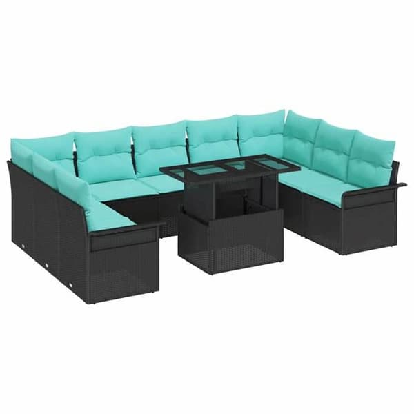 Maison Exclusive - 10-delars trädgårdsoff-set i svart poly-rattan