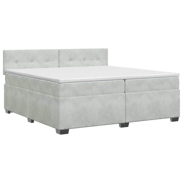 Maison Exclusive - Boxspring säng med madrass Ljusgrå 200 x 200 cm Sammet Ljusgrått