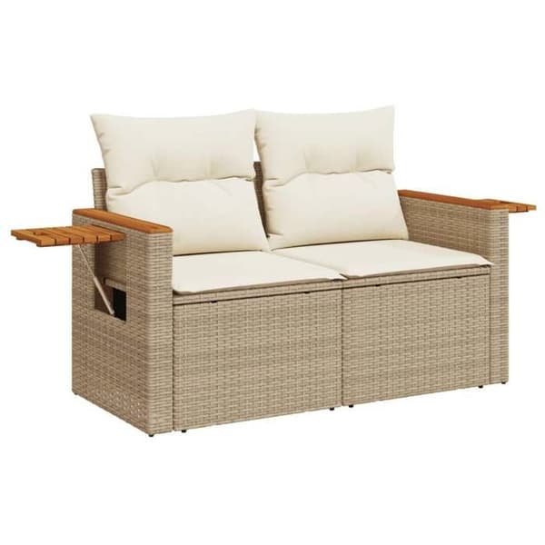 Maison Exclusive - Trädgårdsmöbler med kuddar 5 delar beige flätad resin