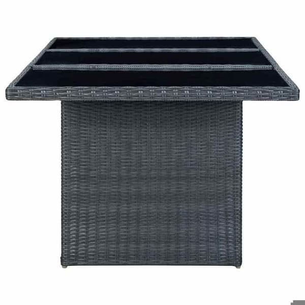 Maison Exclusive - Trädgårdsbord Mörkgrå Flätad resin och härdat glas