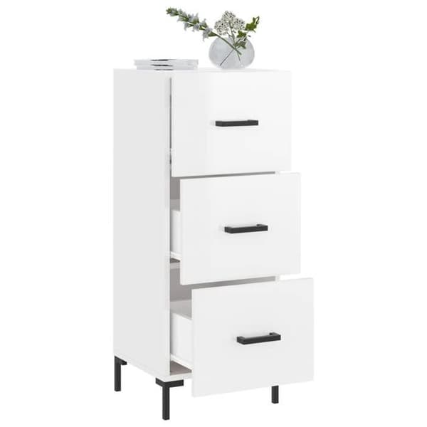 Maison Exclusive - Hvid glans buffet 34,5x34x90 cm Ingeniørtræ