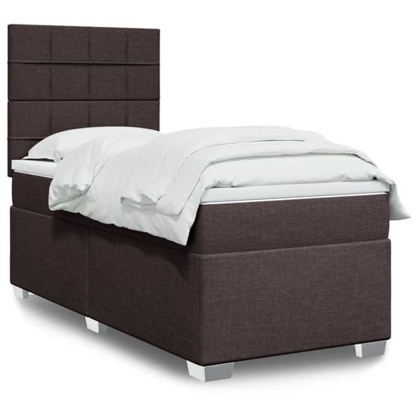 Maison Exclusive - Sengebund med lameller og madras Mørkebrun 90x190 cm