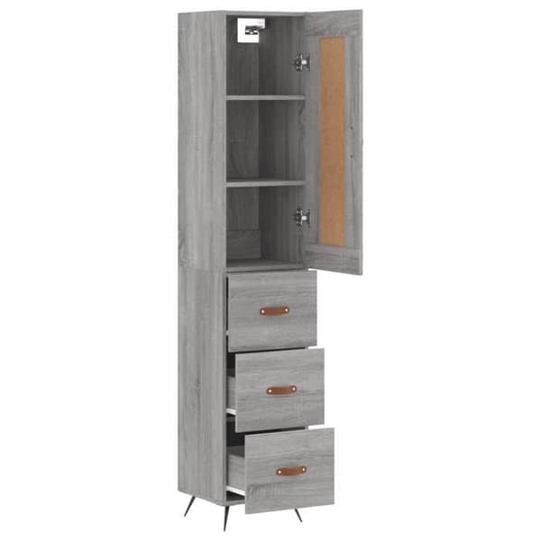 Maison Exclusive - Buffé hög Sonoma grå 34,5x34x180 cm Ingenjörsträ