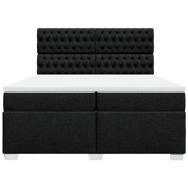 Maison Exclusive - Sengebund med lameller og madras sort 200x200 cm stof