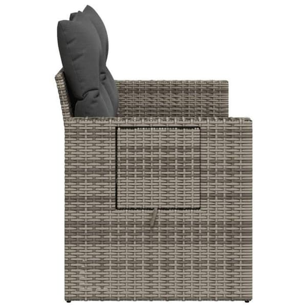 Maison Exclusive - Trädgårdssoffa 2 platser med grå kuddar i flätad resin