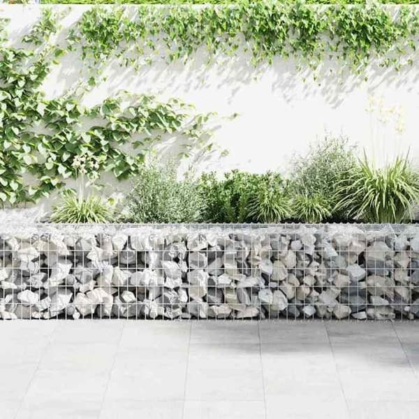 Maison Exclusive - Gabionvägg med galvaniserade stålskydd 600x30x50 cm silver-
