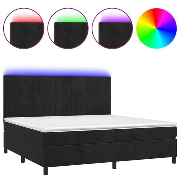 Maison Exclusive - Lamelseng madras og LED Sort 200x200 cm Fløjl