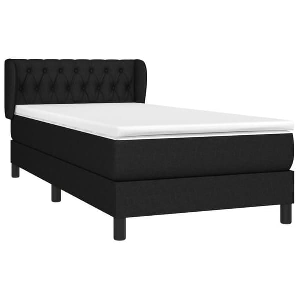 Maison Exclusive - Sengebund med lameller og madras Sort 90x190 cm Stof